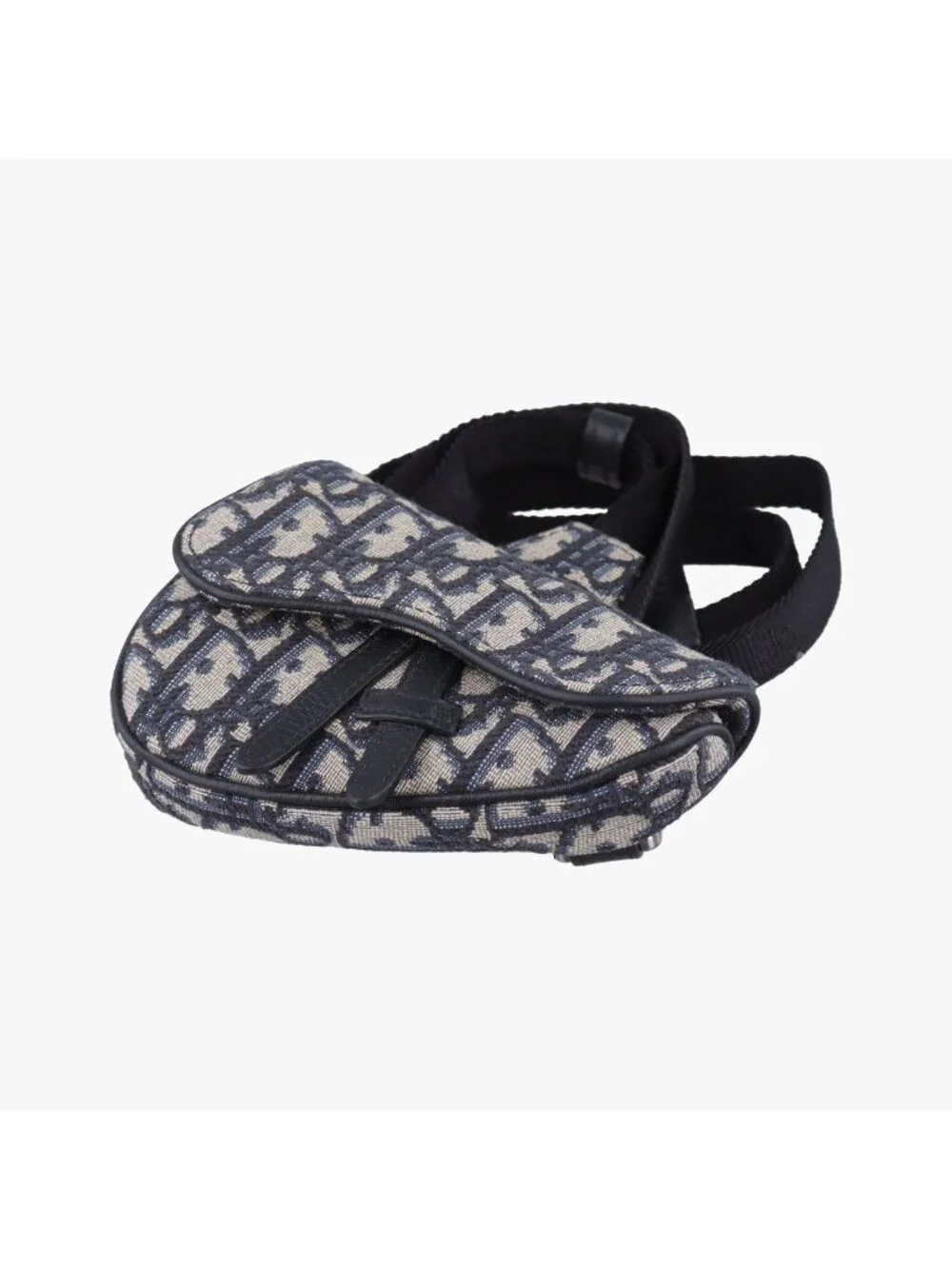 Dior Saddle Navy Gray Jacquard Handbag